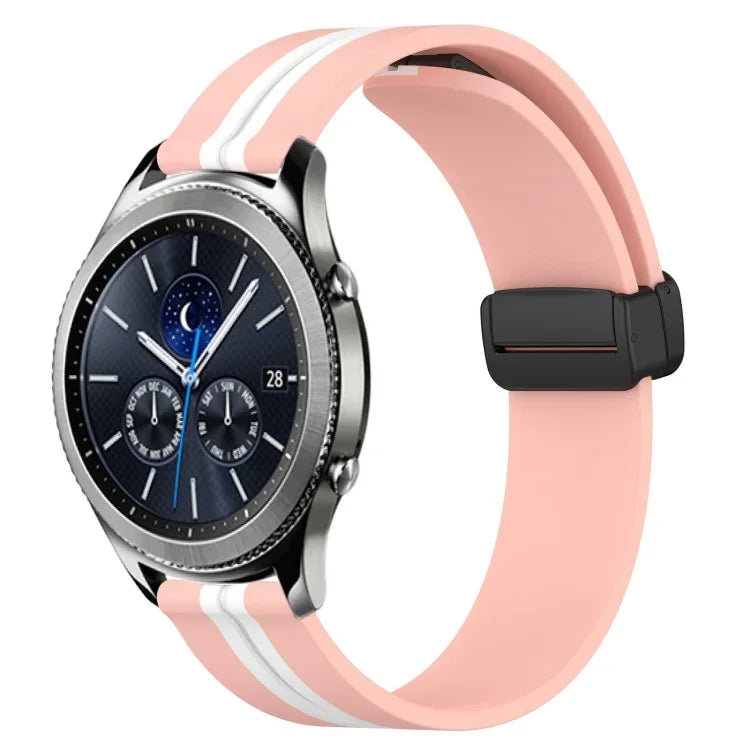 22mm Folding Magnetic Clasp Silicone Watch Band, For Samsung Galaxy Watch3 45mm, For Samsung Galaxy Watch 46mm, For Samsung Gear S3 Classic, For Samsung Gear S3 Frontier