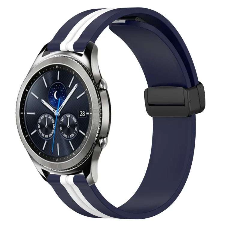 22mm Folding Magnetic Clasp Silicone Watch Band, For Samsung Galaxy Watch3 45mm, For Samsung Galaxy Watch 46mm, For Samsung Gear S3 Classic, For Samsung Gear S3 Frontier