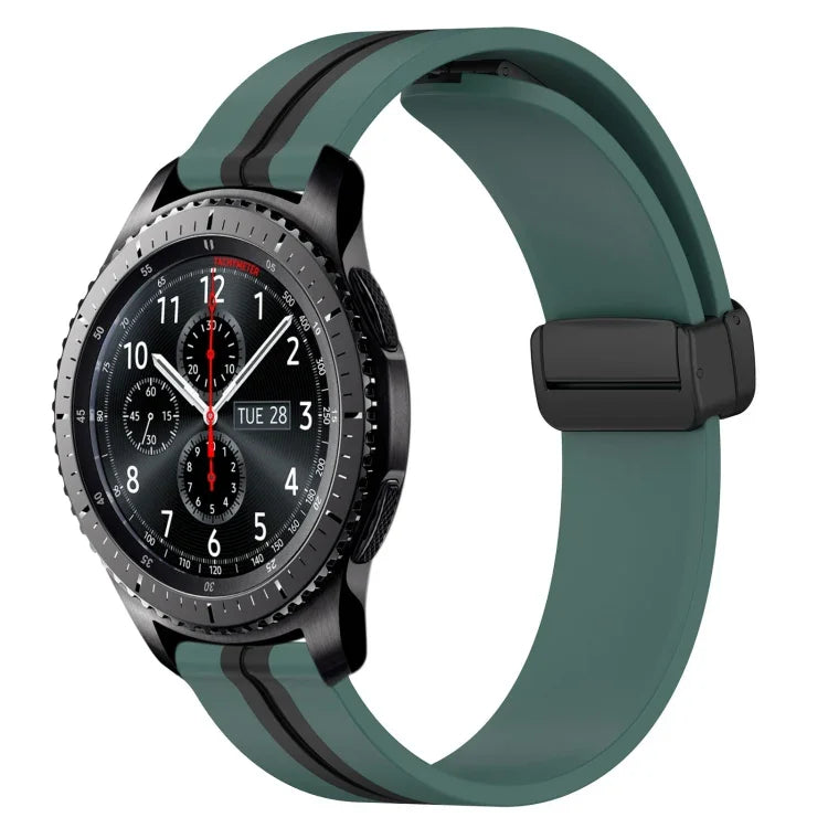 22mm Folding Magnetic Clasp Silicone Watch Band, For Samsung Galaxy Watch3 45mm, For Samsung Galaxy Watch 46mm, For Samsung Gear S3 Classic, For Samsung Gear S3 Frontier