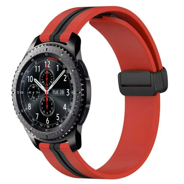 22mm Folding Magnetic Clasp Silicone Watch Band, For Samsung Galaxy Watch3 45mm, For Samsung Galaxy Watch 46mm, For Samsung Gear S3 Classic, For Samsung Gear S3 Frontier