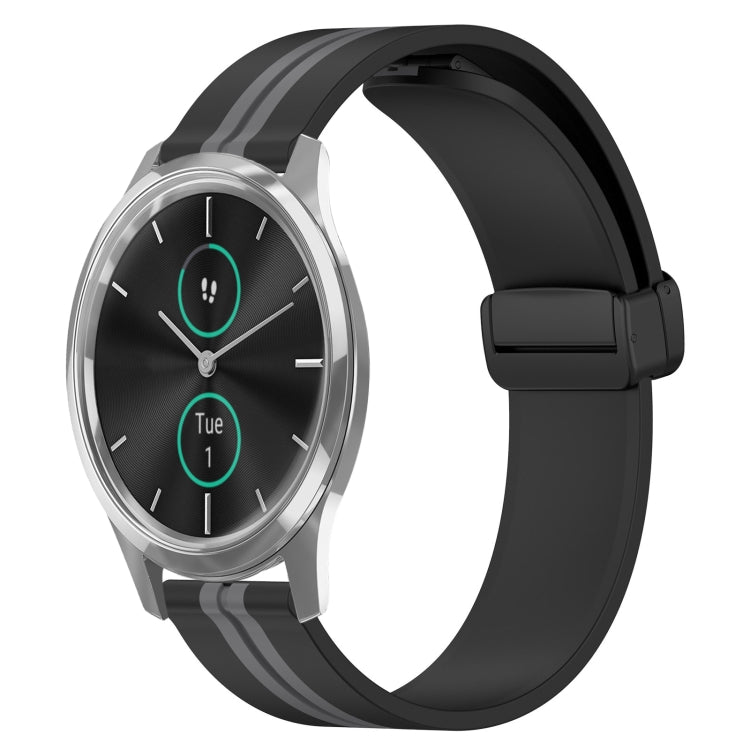 20mm Folding Magnetic Clasp Silicone Watch Band, For Garmin Forerunner 55, For Garmin Venu, For Garmin Venu SQ, For Garminmove Luxe