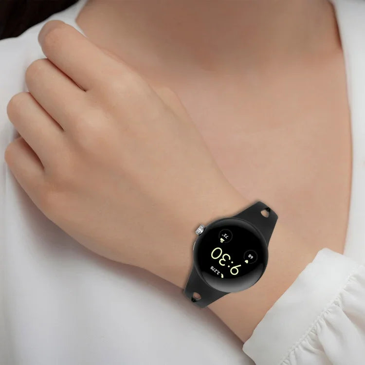 Bracelet en silicone massif avec bouton papillon amincissant en forme de goutte d'eau, pour Google Pixel Watch 4 / 3 / 2 / 1 41mm
