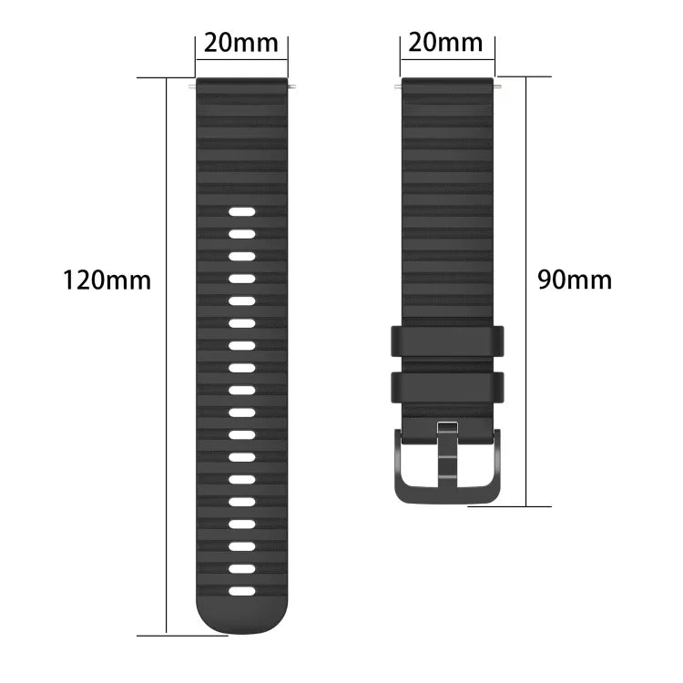 Bracelet de montre en silicone à motif de points ondulés de 20 mm, couleur unie, pour Samsung Galaxy Watch 4 Classic 42mm, pour Samsung Galaxy Watch 4 Classic 46mm, pour Samsung Galaxy Watch Active 2 40mm, pour Samsung Galaxy Watch Active 2 44mm