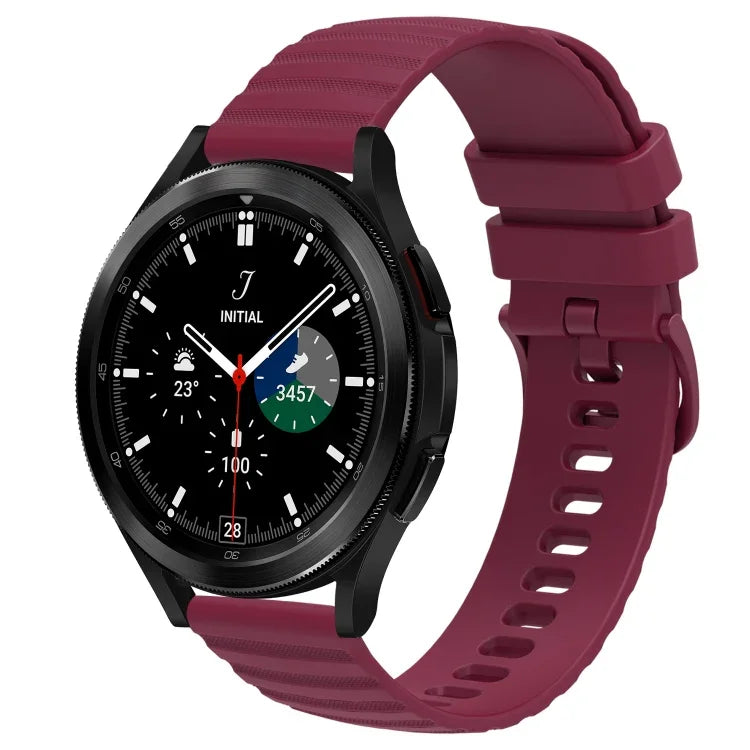 Bracelet de montre en silicone à motif de points ondulés de 20 mm, couleur unie, pour Samsung Galaxy Watch 4 Classic 42mm, pour Samsung Galaxy Watch 4 Classic 46mm, pour Samsung Galaxy Watch Active 2 40mm, pour Samsung Galaxy Watch Active 2 44mm