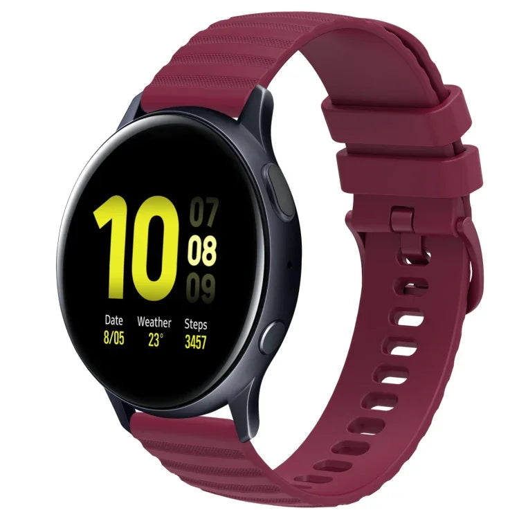Bracelet de montre en silicone à motif de points ondulés de 20 mm, couleur unie, pour Samsung Galaxy Watch 4 Classic 42mm, pour Samsung Galaxy Watch 4 Classic 46mm, pour Samsung Galaxy Watch Active 2 40mm, pour Samsung Galaxy Watch Active 2 44mm