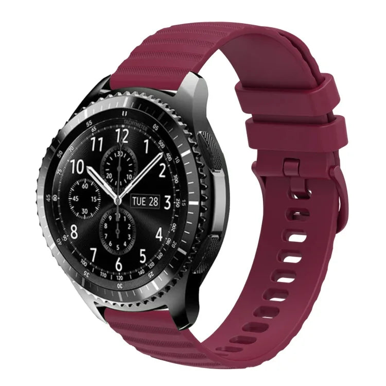Bracelet de montre en silicone à motif points ondulés de 22 mm, couleur unie, pour Samsung Galaxy Watch3 45mm, pour Samsung Galaxy Watch 46mm, pour Samsung Gear S3 Classic, pour Samsung Gear S3 Frontier
