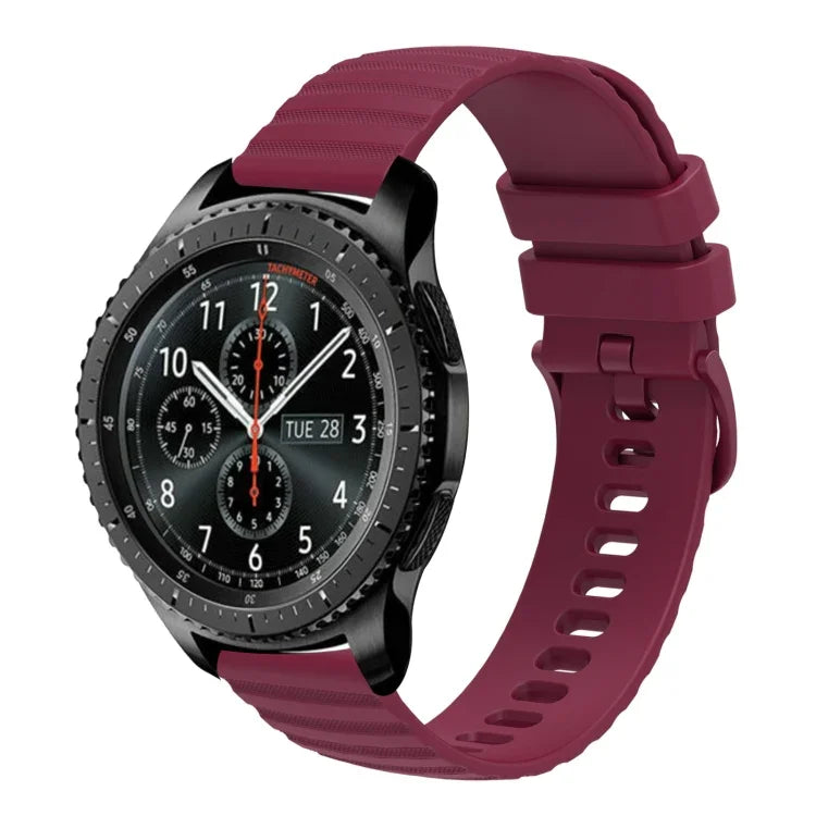 Bracelet de montre en silicone à motif points ondulés de 22 mm, couleur unie, pour Samsung Galaxy Watch3 45mm, pour Samsung Galaxy Watch 46mm, pour Samsung Gear S3 Classic, pour Samsung Gear S3 Frontier