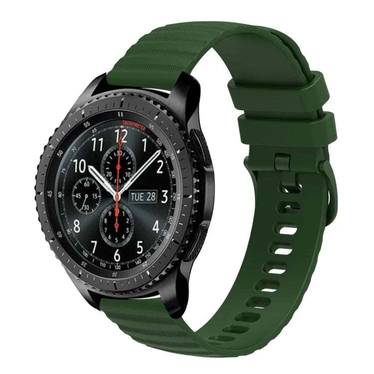 Bracelet de montre en silicone à motif points ondulés de 22 mm, couleur unie, pour Samsung Galaxy Watch3 45mm, pour Samsung Galaxy Watch 46mm, pour Samsung Gear S3 Classic, pour Samsung Gear S3 Frontier