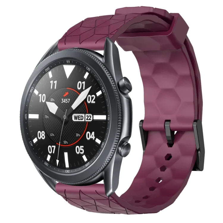 Bracelet de montre en silicone à motif football de couleur unie 22 mm, pour Samsung Galaxy Watch3 45 mm, pour Samsung Galaxy Watch 46 mm, pour Samsung Gear S3 Classic, pour Samsung Gear S3 Frontier