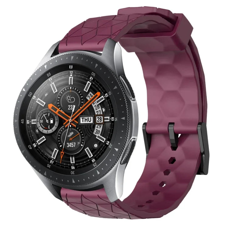 Bracelet de montre en silicone à motif football de couleur unie 22 mm, pour Samsung Galaxy Watch3 45 mm, pour Samsung Galaxy Watch 46 mm, pour Samsung Gear S3 Classic, pour Samsung Gear S3 Frontier