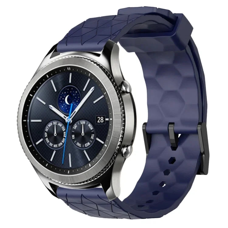 Bracelet de montre en silicone à motif football de couleur unie 22 mm, pour Samsung Galaxy Watch3 45 mm, pour Samsung Galaxy Watch 46 mm, pour Samsung Gear S3 Classic, pour Samsung Gear S3 Frontier