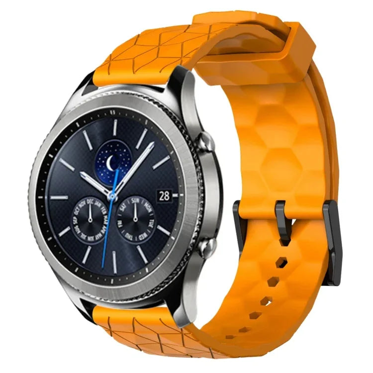 Bracelet de montre en silicone à motif football de couleur unie 22 mm, pour Samsung Galaxy Watch3 45 mm, pour Samsung Galaxy Watch 46 mm, pour Samsung Gear S3 Classic, pour Samsung Gear S3 Frontier