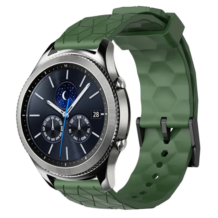 Bracelet de montre en silicone à motif football de couleur unie 22 mm, pour Samsung Galaxy Watch3 45 mm, pour Samsung Galaxy Watch 46 mm, pour Samsung Gear S3 Classic, pour Samsung Gear S3 Frontier