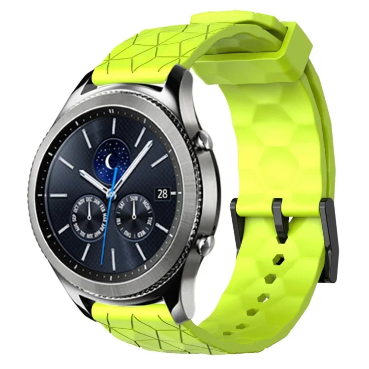 Bracelet de montre en silicone à motif football de couleur unie 22 mm, pour Samsung Galaxy Watch3 45 mm, pour Samsung Galaxy Watch 46 mm, pour Samsung Gear S3 Classic, pour Samsung Gear S3 Frontier