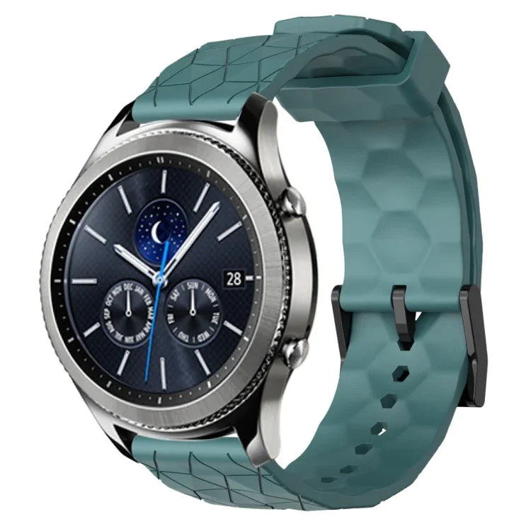 Bracelet de montre en silicone à motif football de couleur unie 22 mm, pour Samsung Galaxy Watch3 45 mm, pour Samsung Galaxy Watch 46 mm, pour Samsung Gear S3 Classic, pour Samsung Gear S3 Frontier
