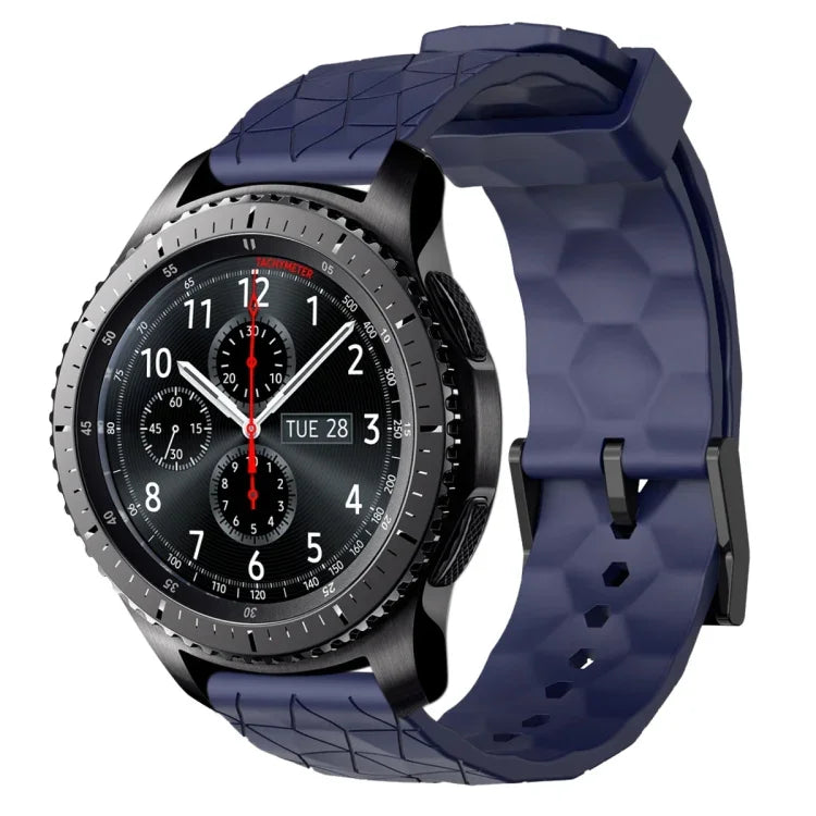 Bracelet de montre en silicone à motif football de couleur unie 22 mm, pour Samsung Galaxy Watch3 45 mm, pour Samsung Galaxy Watch 46 mm, pour Samsung Gear S3 Classic, pour Samsung Gear S3 Frontier
