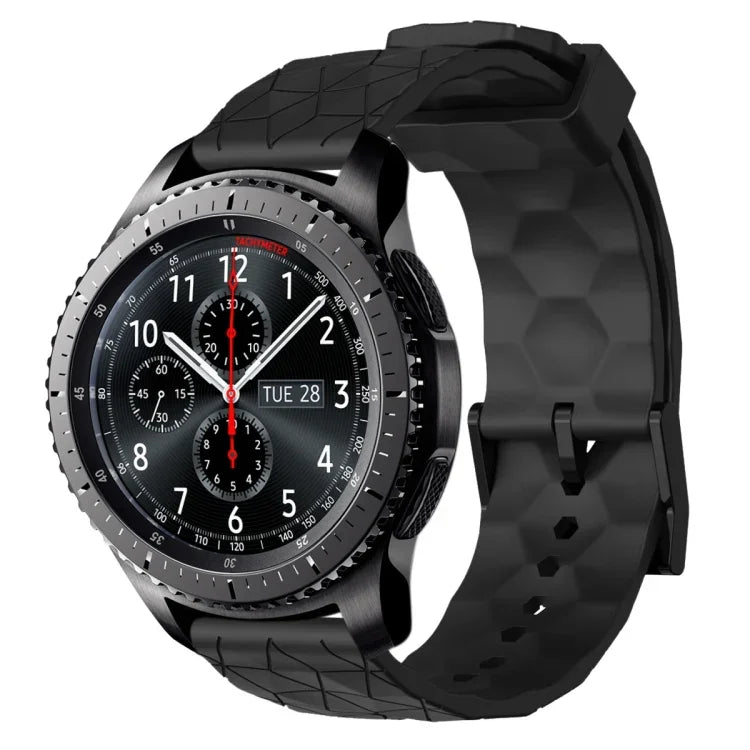 Bracelet de montre en silicone à motif football de couleur unie 22 mm, pour Samsung Galaxy Watch3 45 mm, pour Samsung Galaxy Watch 46 mm, pour Samsung Gear S3 Classic, pour Samsung Gear S3 Frontier