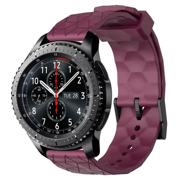 Bracelet de montre en silicone à motif football de couleur unie 22 mm, pour Samsung Galaxy Watch3 45 mm, pour Samsung Galaxy Watch 46 mm, pour Samsung Gear S3 Classic, pour Samsung Gear S3 Frontier
