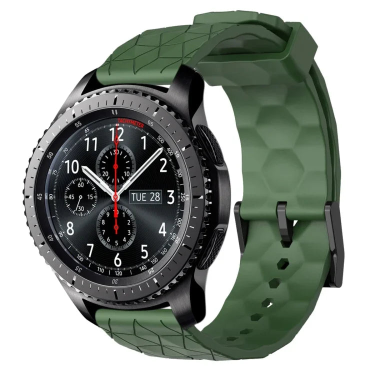Bracelet de montre en silicone à motif football de couleur unie 22 mm, pour Samsung Galaxy Watch3 45 mm, pour Samsung Galaxy Watch 46 mm, pour Samsung Gear S3 Classic, pour Samsung Gear S3 Frontier
