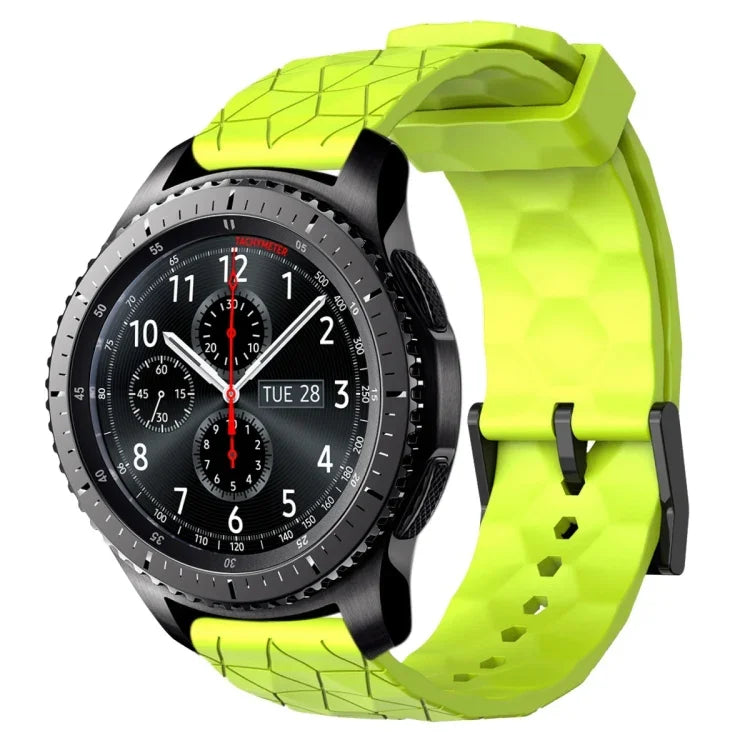 Bracelet de montre en silicone à motif football de couleur unie 22 mm, pour Samsung Galaxy Watch3 45 mm, pour Samsung Galaxy Watch 46 mm, pour Samsung Gear S3 Classic, pour Samsung Gear S3 Frontier