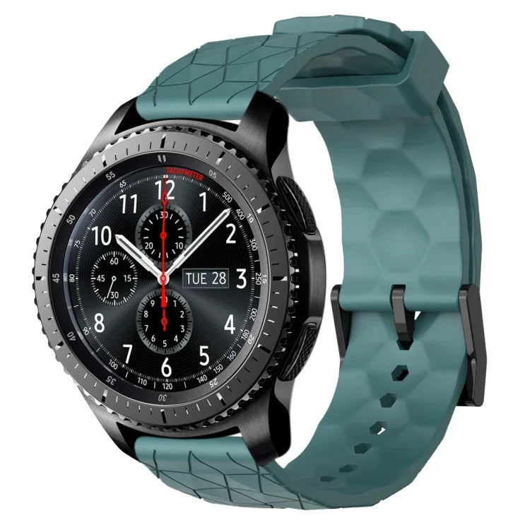 Bracelet de montre en silicone à motif football de couleur unie 22 mm, pour Samsung Galaxy Watch3 45 mm, pour Samsung Galaxy Watch 46 mm, pour Samsung Gear S3 Classic, pour Samsung Gear S3 Frontier