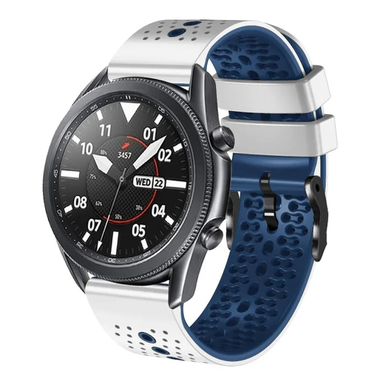 Bracelet de montre en silicone perforé bicolore 22mm, pour Samsung Galaxy Watch3 45mm, pour Samsung Galaxy Watch 46mm, pour Samsung Gear S3 Classic, pour Samsung Gear S3 Frontier