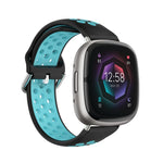 Two-Color Perforated Breathable Silicone Watch Band, For Fitbit Sense