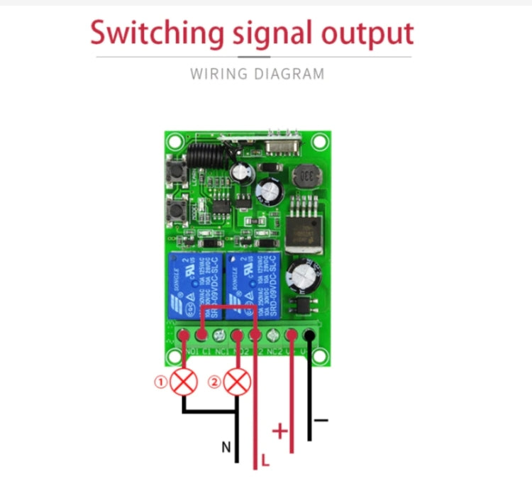 Ensemble récepteur relais télécommande RF sans fil universel pour porte électrique DC 12V 24V 48V