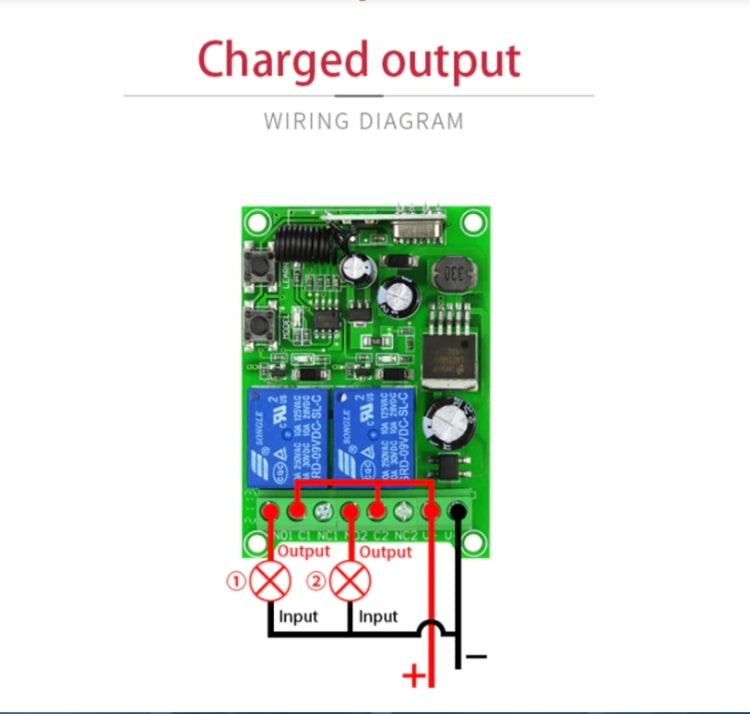 Ensemble récepteur relais télécommande RF sans fil universel pour porte électrique DC 12V 24V 48V