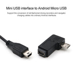 Adaptateur mini USB femelle à micro USB mâle à 90 degrés