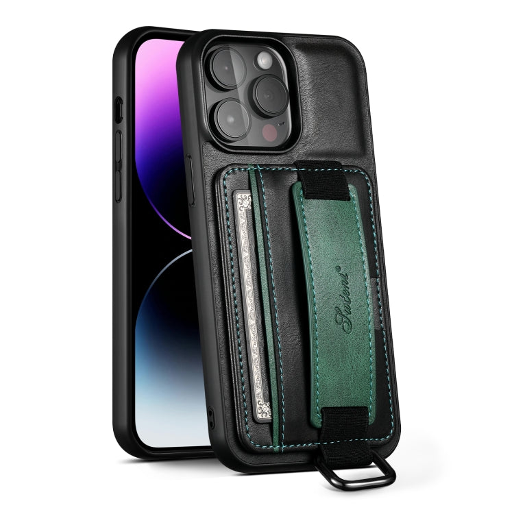 Suteni H13 Card Wallet Wrist Strap Holder PU Phone Case, For iPhone 11 Pro, For iPhone 11, For iPhone 11 Pro Max, For iPhone 12 / 12 Pro, For iPhone 12 Pro Max, For iPhone 13, For iPhone 13 Pro, For iPhone 13 Pro Max, For iPhone 14, For iPhone 14 Pro  ...