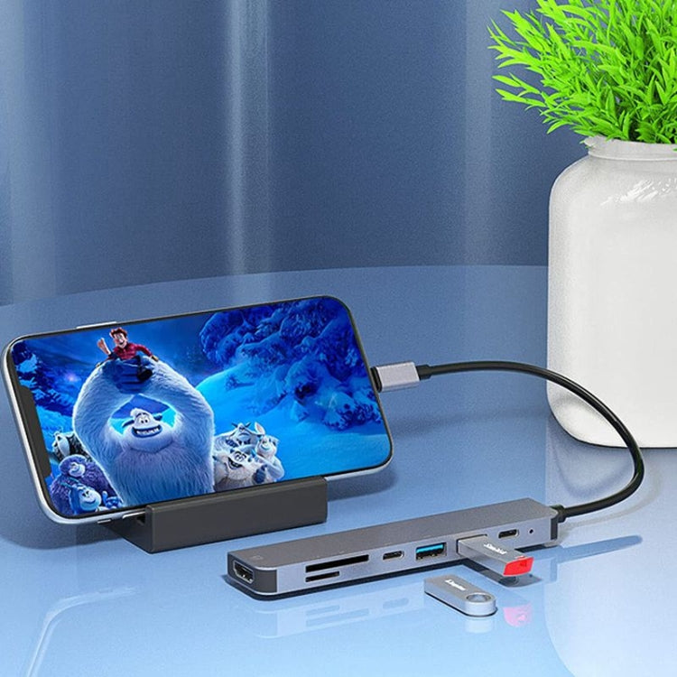 Hub USB C 7 en 1, adaptateur multiport USB C avec HDMI, PD 100W et lecteur de carte SD/TF