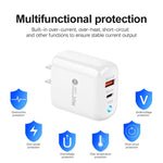 Chargeur de téléphone mobile PD04 PD20W + QC18W avec indicateur LED, prise US, prise US