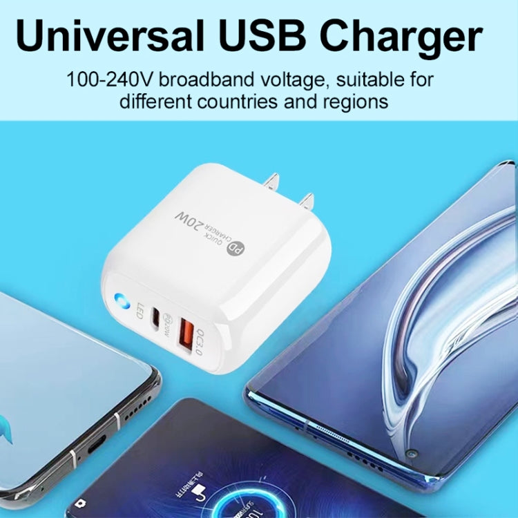Chargeur de téléphone mobile PD04 PD20W + QC18W avec indicateur LED, prise US, prise US
