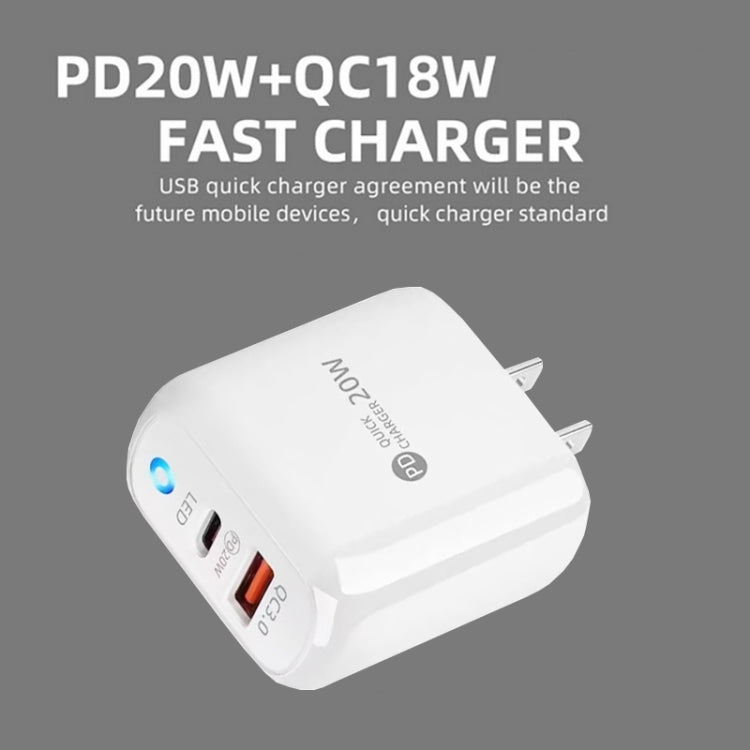Chargeur de téléphone mobile PD04 PD20W + QC18W avec indicateur LED, prise US, prise US