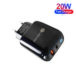 PD04 PD20W + QC18W Mobile Phone Charger with LED Indicator, EU Plug, EU Plug