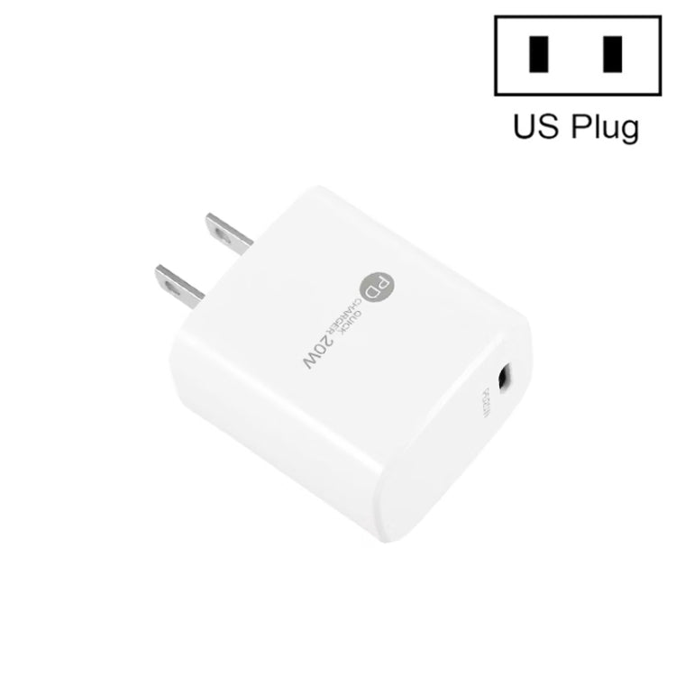 Chargeur rapide PD11 Mini port unique PD3.0 USB-C / Type-C 20W pour séries iPhone / iPad, prise US, prise US
