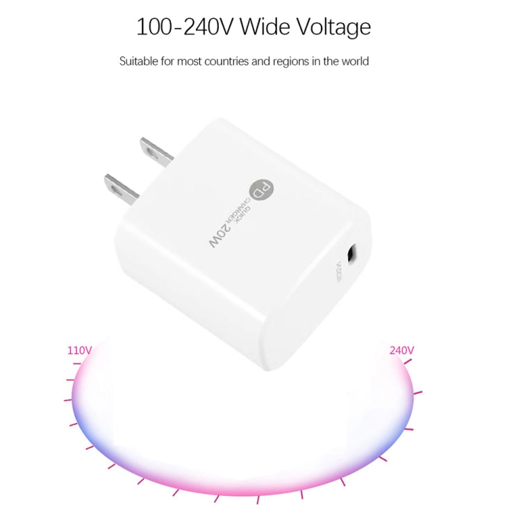Chargeur rapide PD11 Mini port unique PD3.0 USB-C / Type-C 20W pour séries iPhone / iPad, prise US, prise US