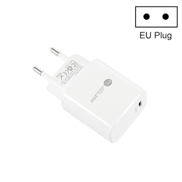 Chargeur rapide PD11 Mini port unique PD3.0 USB-C / Type-C 20W pour séries iPhone / iPad, prise EU, prise EU