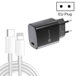 Chargeur rapide PD11 port unique PD3.0 USB-C / Type-C 20W avec câble de données Type-C vers 8 broches de 1m, prise EU, prise EU + câble Type-C vers 8 broches