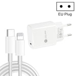 Chargeur rapide PD11 port unique PD3.0 USB-C / Type-C 20W avec câble de données Type-C vers 8 broches de 1m, prise EU, prise EU + câble Type-C vers 8 broches