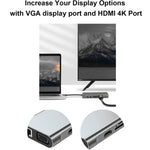Hub USB C, adaptateur USB C 11 en 1 avec HDMI 4K, VGA, Type C PD, USB3.0, Ethernet RJ45, lecteur de carte SD/TF, AUX 3,5 mm, station d'accueil compatible MacBook Pro/Air, autres ordinateurs portables et appareils Type C