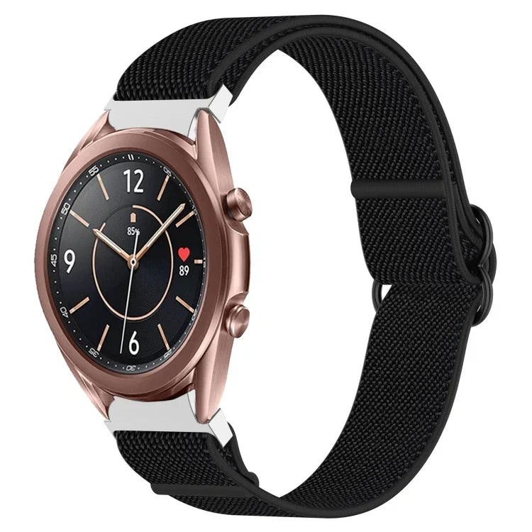 Nylon Stretch Black Buckle Watch Band, For Samsung Galaxy Watch 5 Pro 45mm, For Samsung Galaxy Watch 5 44mm, For Samsung Galaxy Watch 5 40mm, For Samsung Galaxy Watch 4 44mm, For Samsung Galaxy Watch 4 40mm, For Samsung Galaxy Watch 4 Classic 42mm     ...