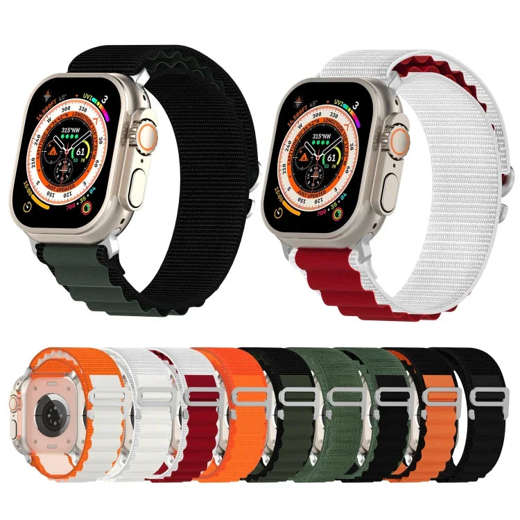 Bracelet de montre en nylon bicolore, pour Apple Watch Ultra 49 mm, pour Apple Watch Series 8&7 45 mm/SE 2&6&SE&5&4 44 mm, pour Apple Watch Series 8&7 41 mm/SE 2&6&SE&5&4 40 mm