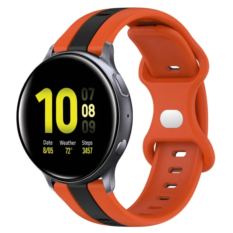 Bracelet de montre en silicone bicolore avec boucle papillon 20 mm, pour Samsung Galaxy Watch Active 2 44 mm, pour Samsung Galaxy Watch 42 mm