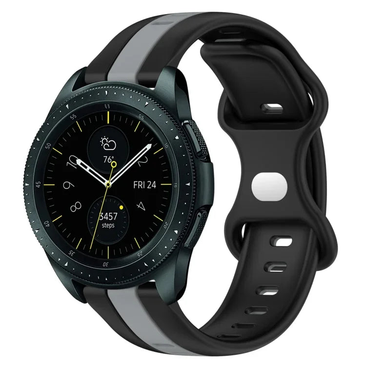 20mm Butterfly Buckle Two-Color Silicone Watch Band, For Samsung Galaxy Watch Active 2 44mm, For Samsung Galaxy Watch 42mm