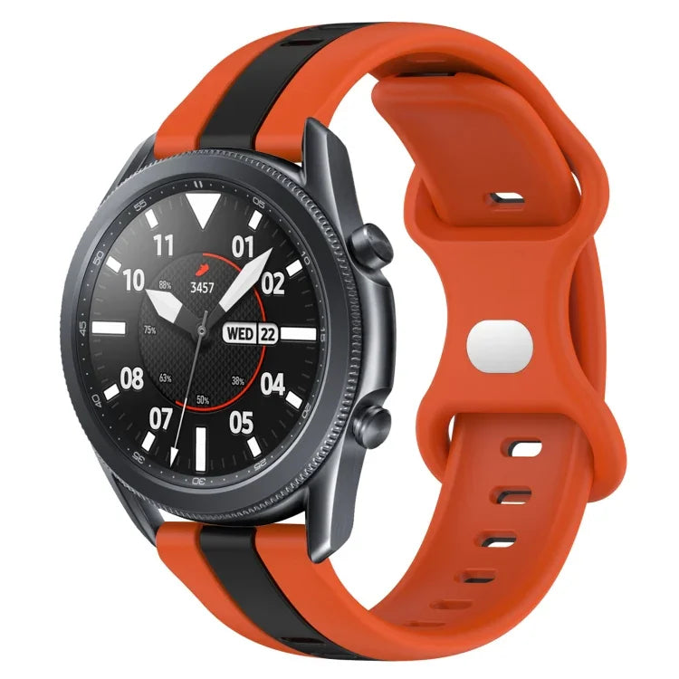 22mm Butterfly Buckle Two-Color Silicone Watch Band, For Samsung Galaxy Watch3 45mm, For Samsung Galaxy Watch 46mm, For Samsung Gear S3 Classic, For Samsung Gear S3 Frontier