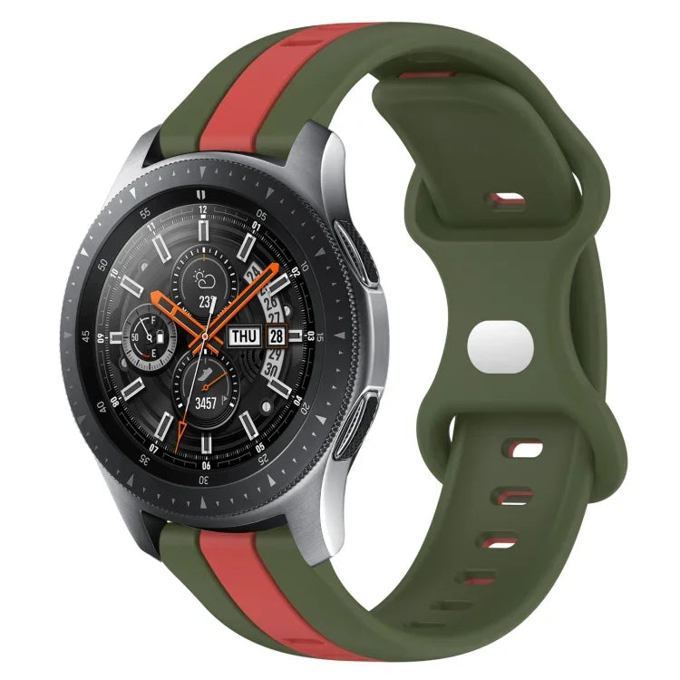 22mm Butterfly Buckle Two-Color Silicone Watch Band, For Samsung Galaxy Watch3 45mm, For Samsung Galaxy Watch 46mm, For Samsung Gear S3 Classic, For Samsung Gear S3 Frontier