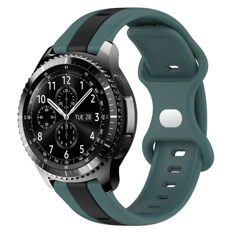 22mm Butterfly Buckle Two-Color Silicone Watch Band, For Samsung Galaxy Watch3 45mm, For Samsung Galaxy Watch 46mm, For Samsung Gear S3 Classic, For Samsung Gear S3 Frontier