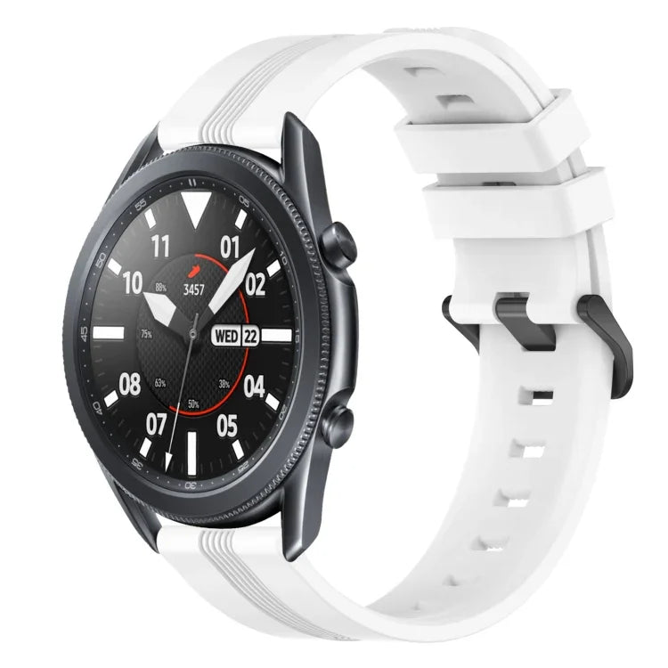 Bracelet de montre en silicone rayé concave de 22 mm, pour Samsung Galaxy Watch3 45 mm, pour Samsung Galaxy Watch 46 mm, pour Samsung Gear S3 Classic, pour Samsung Gear S3 Frontier